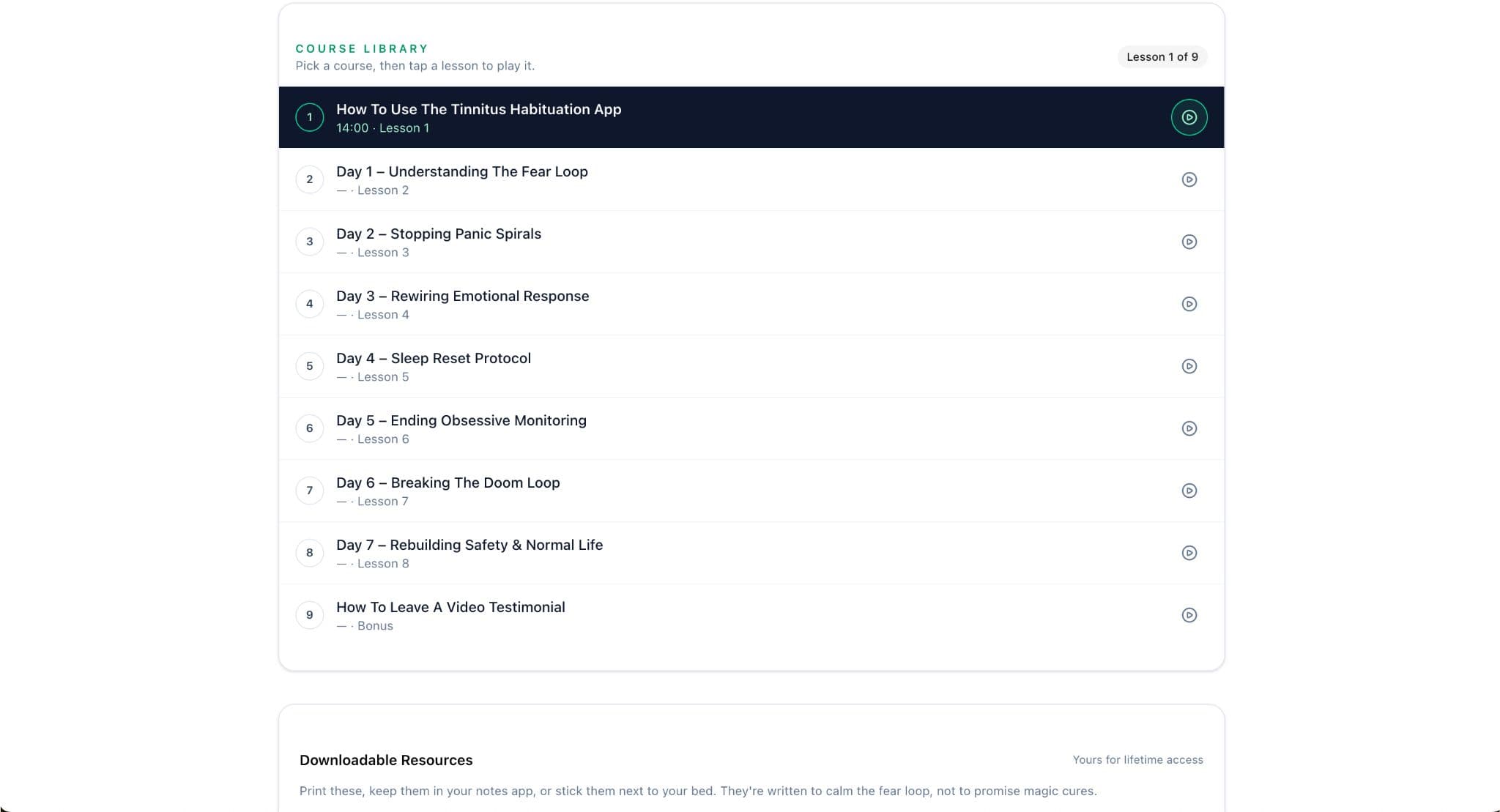 7-Day Blueprint hub inside the app